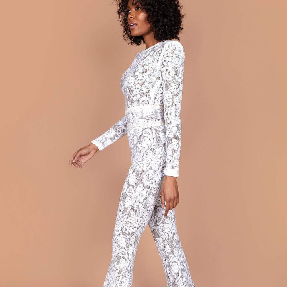BELLA WHITE DARK NUDE JUMPSUIT